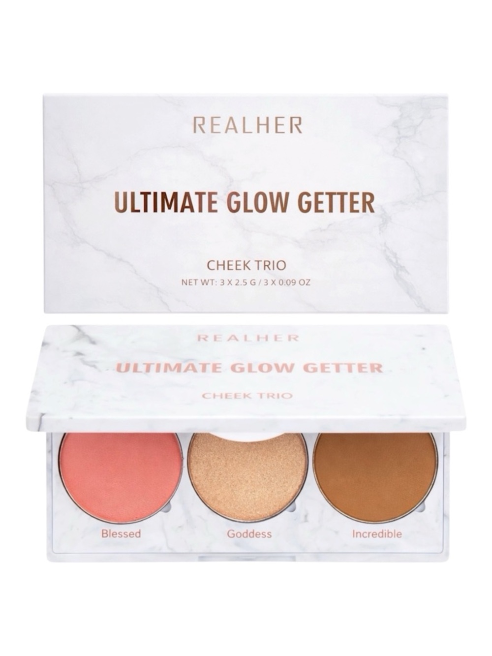 REALHER ULTIMATE GLOW GETTER CHEEK TRIO - BNIB